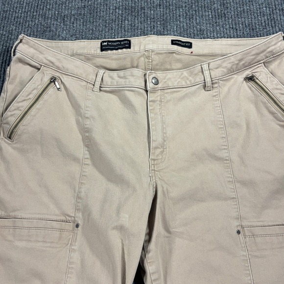 Lee Denim - Lee Modern Series Straight Fit Pants Women 22W Tan Khaki Utility Zipper Pockets